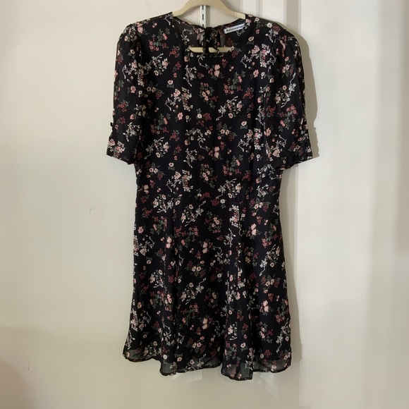 Reformation Bard Dress Mini Puff Sleeve Jolene Georgette Floral Size 12 - Picture 6 of 14